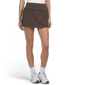 MOVE THEOLOGY Chocolate Brown Fold Over Asymmetric Skort